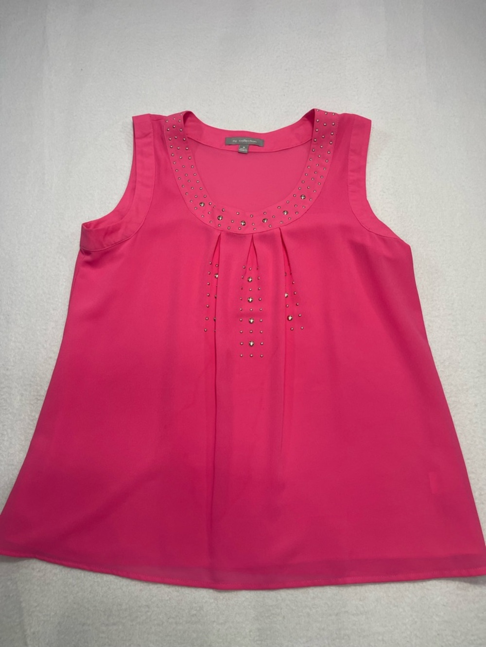 NY Collection Pink Embellished Sleeveless Blouse Top Medium